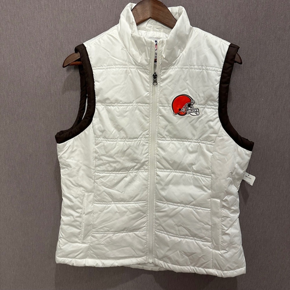 NFL Cleveland Browns Women's White Puffer Vest Team Apparel XL EG NFL.com Tag - Picture 2 of 7